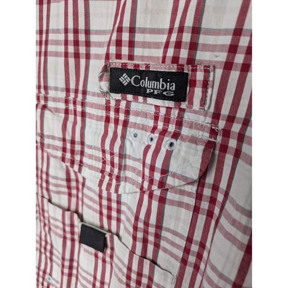 Columbia PFG Super Bonehead OU Fishing Shirt Men's L Red/White Plaid Sooners - Picture 4 of 11
